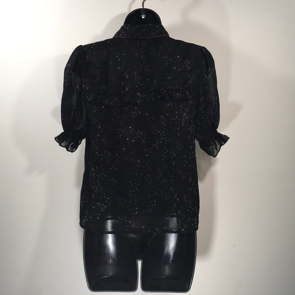 Zara Woman's Black Short Sleeve Floral Blouse - Picture 2 of 3